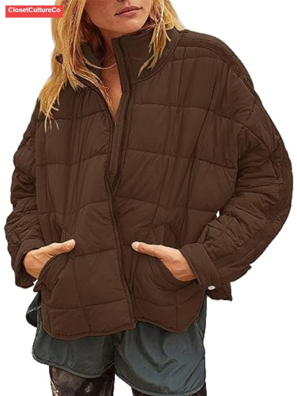 Oversized Quilted Puffer Jacket Lightweight Down Coat Women's